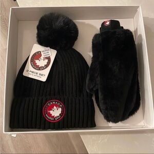 Kids Black Winter Hat and Glove Set